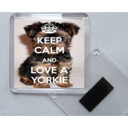 Keep Calm and Love a Yorkie - Square Acrylic Fridge Magnet
