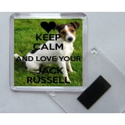 Keep Calm and Love Your Jack Russell - Square Acrylic Fridge Magnet