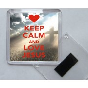 Keep Calm and Love Jesus - Square Acrylic Fridge Magnet