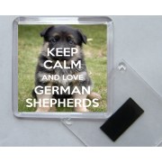 Keep Calm and Love German Shepherds - Square Acrylic Fridge Magnet