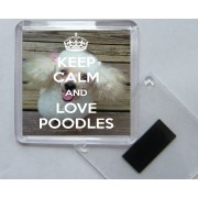 Keep Calm and Love Poodles - Square Acrylic Fridge Magnet