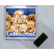 Keep Calm and Love Labradors - Square Acrylic Fridge Magnet