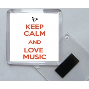 Keep Calm and Love Music - Square Acrylic Fridge Magnet