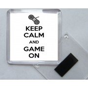 Keep Calm and Game On - Square Acrylic Fridge Magnet