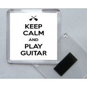 Keep Calm and Play Guitar - Square Acrylic Fridge Magnet