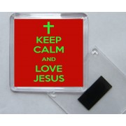 Keep Calm and Love Jesus - Square Acrylic Fridge Magnet
