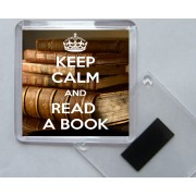 Keep Calm and Read a Book - Square Acrylic Fridge Magnet