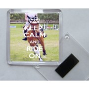 Keep Calm and Ride On - Square Acrylic Fridge Magnet
