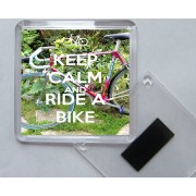 Keep Calm and Ride a Bike - Square Acrylic Fridge Magnet