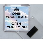 Open Your Heart & Open Your Mind - Square Acrylic Fridge Magnet