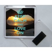 Keep Calm and Love On - Square Acrylic Fridge Magnet