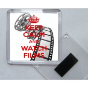 Keep Calm and Watch Films - Square Acrylic Fridge Magnet