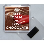 Keep Calm and Love Chocolate - Square Acrylic Fridge Magnet