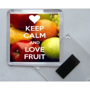 Keep Calm and Love Fruit - Square Acrylic Fridge Magnet