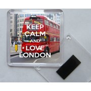 Keep Calm and Love London - Square Acrylic Fridge Magnet