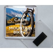 Keep Calm and Go Mountain Biking - Square Acrylic Fridge Magnet