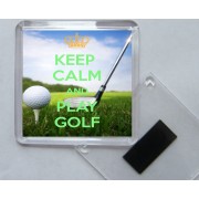 Keep Calm and Play Golf - Square Acrylic Fridge Magnet