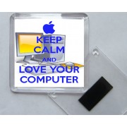Keep Calm and Love Your Computer - Square Acrylic Fridge Magnet