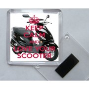 Keep Calm and Love Your Scooter - Square Acrylic Fridge Magnet