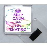 Keep Calm and Go Skating - Square Acrylic Fridge Magnet