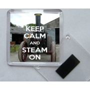 Keep Calm and Steam On - Square Acrylic Fridge Magnet
