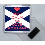 Keep Calm and Love Scotland - Square Acrylic Fridge Magnet