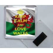 Keep Calm and Love Wales - Square Acrylic Fridge Magnet