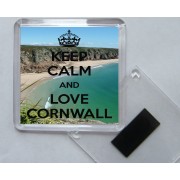 Keep Calm and Love Cornwall - Square Acrylic Fridge Magnet