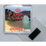 Keep Calm and Love Dorset - Square Acrylic Fridge Magnet
