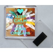 Keep Calm and Love Origami - Square Acrylic Fridge Magnet