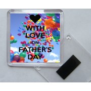 With Love on Father's Day - Square Acrylic Fridge Magnet