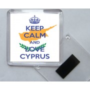 Keep Calm and Love Cyprus - Square Acrylic Fridge Magnet