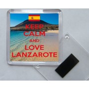 Keep Calm and Love Lanzarote - Square Acrylic Fridge Magnet