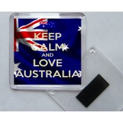Keep Calm and Love Australia - Square Acrylic Fridge Magnet