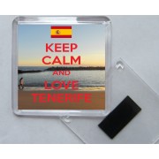 Keep Calm and Love Tenerife - Square Acrylic Fridge Magnet