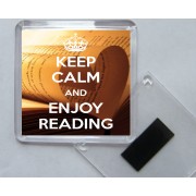 Keep Calm and Enjoy Reading - Square Acrylic Fridge Magnet
