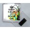 Keep Calm and Rock On - Square Acrylic Fridge Magnet