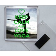 Keep Calm and Love Yoga - Square Acrylic Fridge Magnet