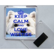 Keep Calm and Love Westies - Square Acrylic Fridge Magnet