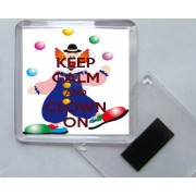 Keep Calm and Clown On - Square Acrylic Fridge Magnet