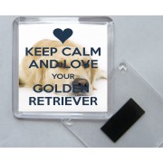 Keep Calm and Love Your Golden Retriever - Square Acrylic Fridge Magnet