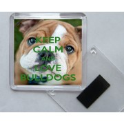 Keep Calm and Love Bulldogs - Square Acrylic Fridge Magnet