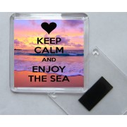 Keep Calm and Enjoy the Sea - Square Acrylic Fridge Magnet