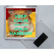 Keep Calm and Love Your Hamster - Square Acrylic Fridge Magnet