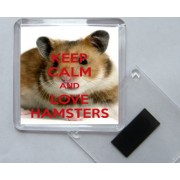 Keep Calm and Love Hamsters - Square Acrylic Fridge Magnet