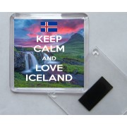 Keep Calm and Love Iceland - Square Acrylic Fridge Magnet