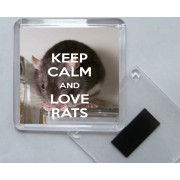 Keep Calm and Love Rats - Square Acrylic Fridge Magnet