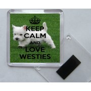 Keep Calm and Love Westies - Square Acrylic Fridge Magnet