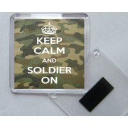 Keep Calm and Soldier On - Square Acrylic Fridge Magnet