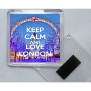 Keep Calm and Love London - Square Acrylic Fridge Magnet